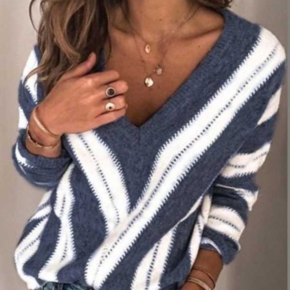 Sweaters - NWT V-Neck Stripe Sweater